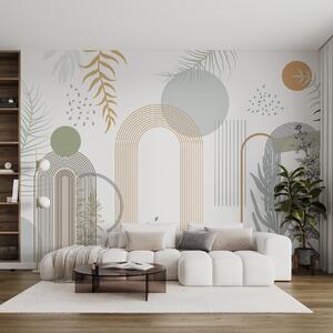 Fotótapéta Absztrakt nyomat geometriai formákkal, ívekkel és, Természet fotótapéta, Fotótapéta természet pálmalevelek, w08835 : Uwalls.hu