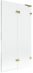 Mexen Lunar L, kétszárnyú kádparaván jobb oldali 100 x 150 cm, átlátszó üveg, fényes arany, 897L-100-100-50-00-P