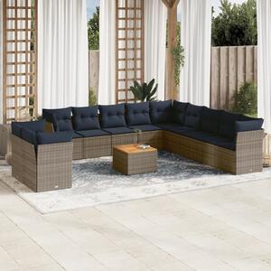 VidaXL 12 részes szürke polyrattan kerti ülőgarnitúra párnákkal