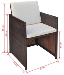 VidaXL 2 db barna polyrattan kerti szék hát- és ülőpárnával