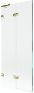 Mexen Lunar L, kétszárnyú kádparaván bal oldali 80 x 150 cm, átlátszó üveg, fényes arany, 897L-080-100-50-00-L