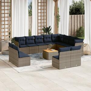 VidaXL 13 részes szürke polyrattan kerti ülőgarnitúra párnákkal