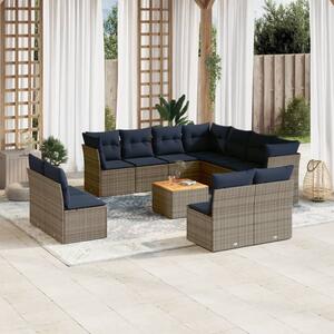 VidaXL 12 részes szürke polyrattan kerti ülőgarnitúra párnákkal