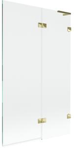 Mexen Lunar L, kétszárnyú kádparaván jobb oldali 110 x 150 cm, átlátszó üveg, fényes arany, 897L-110-100-50-00-P