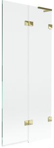 Mexen Lunar L, kétszárnyú kádparaván jobb oldali 80 x 150 cm, átlátszó üveg, fényes arany, 897L-080-100-50-00-P