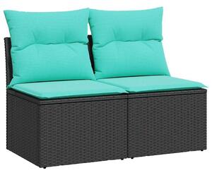 VidaXL 2 részes fekete polyrattan akácfa kerti ülőgarnitúra párnával