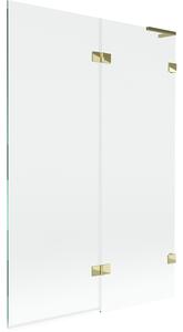 Mexen Lunar L, kétszárnyú kádparaván jobb oldali 120 x 150 cm, átlátszó üveg, fényes arany, 897L-120-100-50-00-P