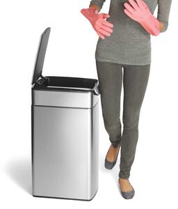XL fedéllel ellátott szemeteskosár, Simplehuman, 2x24 liter, rozsdamentes acél