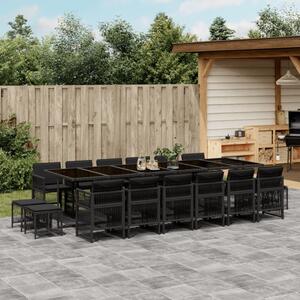 VidaXL Polyrattan Kerti Étkezőgarnitúra - 17 részes - Fekete