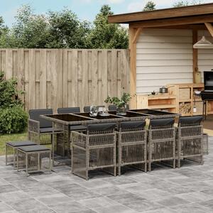 VidaXL Polyrattan Kerti Étkezőgarnitúra - 13 részes - Szürke