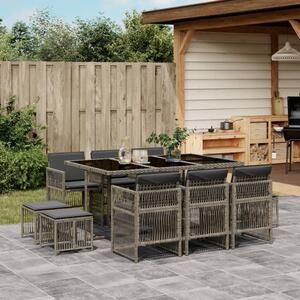 VidaXL Polyrattan Kerti Étkezőgarnitúra - 11 részes - Szürke