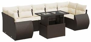 VidaXL 8 részes barna polyrattan kerti ülőgarnitúra párnákkal