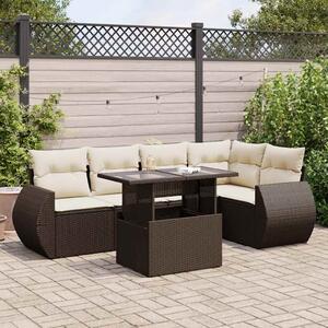 VidaXL 6 részes barna polyrattan kerti ülőgarnitúra párnával