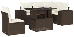 VidaXL 6 részes barna polyrattan kerti ülőgarnitúra párnával