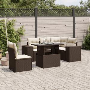 VidaXL 6 részes barna polyrattan kerti ülőgarnitúra párnával
