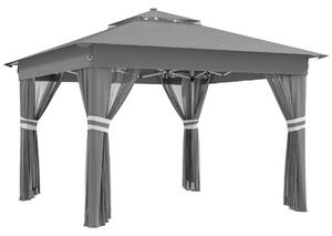 Outsunny Pop-Up Pavilon 3 x 3(m), 20 napelemes LED lámpával, szürke