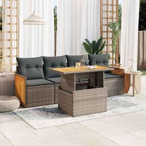 VidaXL 5 részes Polyrattan Kerti Ülőgarnitúra - Szürke
