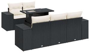 VidaXL Polyrattan Kerti Ülőgarnitúra - 6 részes - Fekete