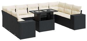 VidaXL Polyrattan Kerti Ülőgarnitúra - 10 részes - Fekete