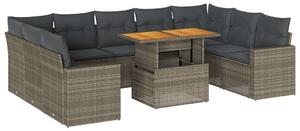 VidaXL 10 részes szürke polyrattan kerti ülőgarnitúra párnákkal