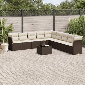VidaXL 10 részes barna polyrattan kerti ülőgarnitúra párnákkal