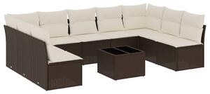 VidaXL 10 részes barna polyrattan kerti ülőgarnitúra párnákkal