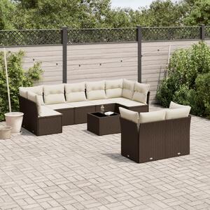 VidaXL 10 részes barna polyrattan kerti ülőgarnitúra párnákkal