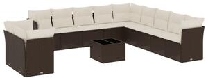 VidaXL 12 részes barna polyrattan kerti ülőgarnitúra párnákkal