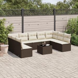 VidaXL 10 részes barna polyrattan kerti ülőgarnitúra párnákkal