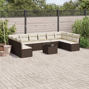 VidaXL 11 részes barna polyrattan kerti ülőgarnitúra párnákkal