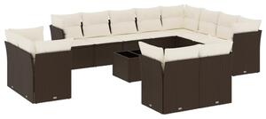 VidaXL 13 részes barna polyrattan kerti ülőgarnitúra párnákkal