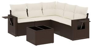 VidaXL 6 részes barna polyrattan kerti ülőgarnitúra párnával
