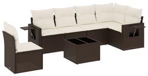 VidaXL 7 részes barna polyrattan kerti ülőgarnitúra párnákkal