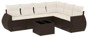 VidaXL 7 részes barna polyrattan kerti ülőgarnitúra párnákkal