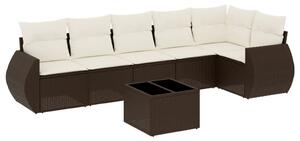VidaXL 7 részes barna polyrattan kerti ülőgarnitúra párnákkal