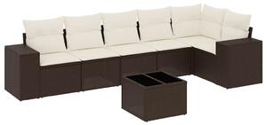 VidaXL 7 részes barna polyrattan kerti ülőgarnitúra párnákkal