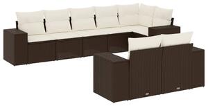 VidaXL 8 részes barna polyrattan kerti ülőgarnitúra párnákkal