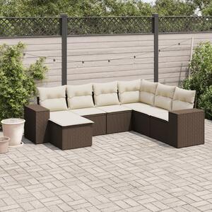 VidaXL 7 részes barna polyrattan kerti ülőgarnitúra párnákkal