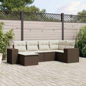 VidaXL 6 részes barna polyrattan kerti ülőgarnitúra párnával
