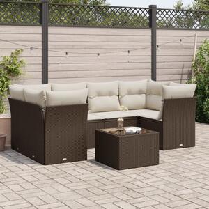 VidaXL 7 részes barna polyrattan kerti ülőgarnitúra párnákkal