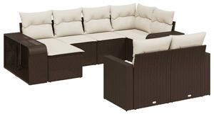 VidaXL 10 részes barna polyrattan kerti ülőgarnitúra párnákkal