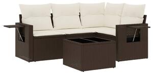 VidaXL 5 részes barna polyrattan kerti ülőgarnitúra párnával