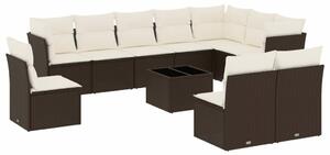 VidaXL 11 részes barna polyrattan kerti ülőgarnitúra párnákkal