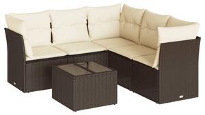 VidaXL 6 részes barna polyrattan kerti ülőgarnitúra párnával
