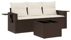 VidaXL 4 részes barna polyrattan kerti ülőgarnitúra párnákkal