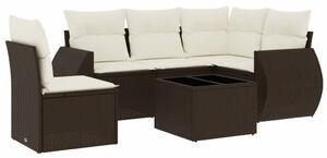 VidaXL 6 részes barna polyrattan kerti ülőgarnitúra párnával