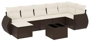 VidaXL 8 részes barna polyrattan kerti ülőgarnitúra párnákkal