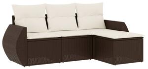 VidaXL 4 részes barna polyrattan kerti ülőgarnitúra párnákkal