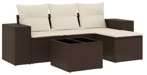VidaXL 5 részes barna polyrattan kerti ülőgarnitúra párnával