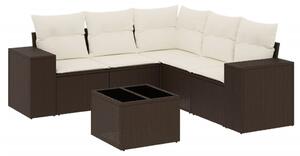 VidaXL 6 részes barna polyrattan kerti ülőgarnitúra párnával